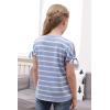imageGORLYA Girls Cut Slit Sleeve Tie Knot Cuff Stripe Tunic TShirt Casual Pullover Top for 414T KidsBlue Stripe