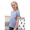 imageGORLYA Girls Cut Slit Sleeve Tie Knot Cuff Stripe Tunic TShirt Casual Pullover Top for 414T KidsBlue Stripe