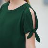 imageGORLYA Girls Cut Slit Sleeve Tie Knot Cuff Stripe Tunic TShirt Casual Pullover Top for 414T KidsGreen