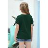 imageGORLYA Girls Cut Slit Sleeve Tie Knot Cuff Stripe Tunic TShirt Casual Pullover Top for 414T KidsGreen