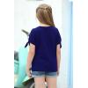 imageGORLYA Girls Cut Slit Sleeve Tie Knot Cuff Stripe Tunic TShirt Casual Pullover Top for 414T KidsNavy