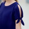 imageGORLYA Girls Cut Slit Sleeve Tie Knot Cuff Stripe Tunic TShirt Casual Pullover Top for 414T KidsNavy