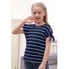imageGORLYA Girls Cut Slit Sleeve Tie Knot Cuff Stripe Tunic TShirt Casual Pullover Top for 414T KidsNavy Stripe