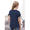 imageGORLYA Girls Cut Slit Sleeve Tie Knot Cuff Stripe Tunic TShirt Casual Pullover Top for 414T KidsNavy Stripe