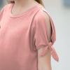 imageGORLYA Girls Cut Slit Sleeve Tie Knot Cuff Stripe Tunic TShirt Casual Pullover Top for 414T KidsPink