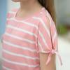 imageGORLYA Girls Cut Slit Sleeve Tie Knot Cuff Stripe Tunic TShirt Casual Pullover Top for 414T KidsPink Stripe