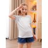 imageGORLYA Girls Cut Slit Sleeve Tie Knot Cuff Stripe Tunic TShirt Casual Pullover Top for 414T KidsWhite