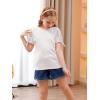 imageGORLYA Girls Cut Slit Sleeve Tie Knot Cuff Stripe Tunic TShirt Casual Pullover Top for 414T KidsWhite