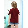 imageGORLYA Girls Cut Slit Sleeve Tie Knot Cuff Stripe Tunic TShirt Casual Pullover Top for 414T KidsWine Red