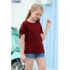 imageGORLYA Girls Cut Slit Sleeve Tie Knot Cuff Stripe Tunic TShirt Casual Pullover Top for 414T KidsWine Red