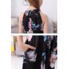 imageGORLYA Girls Halter Neck Cold Shoulder Sleeveless Summer Casual Sundress Aline Dress with Pockets for 412 YearsBlack Print