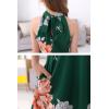 imageGORLYA Girls Halter Neck Cold Shoulder Sleeveless Summer Casual Sundress Aline Dress with Pockets for 412 YearsGreen Print