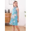 imageGORLYA Girls Halter Neck Cold Shoulder Sleeveless Summer Casual Sundress Aline Dress with Pockets for 412 YearsSky Blue Print