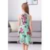 imageGORLYA Girls Halter Neck Cold Shoulder Sleeveless Summer Casual Sundress Aline Dress with Pockets for 412 YearsTeal Print