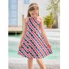 imageGORLYA Girls Halter Neck Cold Shoulder Sleeveless Summer Casual Sundress Aline Dress with Pockets for 412 YearsUsa Flag