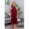 imageGORLYA Girls Halter Neck Cold Shoulder Sleeveless Summer Casual Sundress Aline Dress with Pockets for 412 YearsWine Red