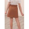 imageGORLYA Girls Paper Bag Elastic Waist Button Trim Front Belted Skirts with Pockets 414TBrown