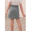 imageGORLYA Girls Paper Bag Elastic Waist Button Trim Front Belted Skirts with Pockets 414TGray