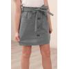 imageGORLYA Girls Paper Bag Elastic Waist Button Trim Front Belted Skirts with Pockets 414TGray