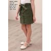 imageGORLYA Girls Paper Bag Elastic Waist Button Trim Front Belted Skirts with Pockets 414TGreen
