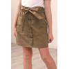 imageGORLYA Girls Paper Bag Elastic Waist Button Trim Front Belted Skirts with Pockets 414TKhaki