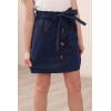 imageGORLYA Girls Paper Bag Elastic Waist Button Trim Front Belted Skirts with Pockets 414TNavy