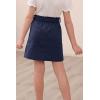 imageGORLYA Girls Paper Bag Elastic Waist Button Trim Front Belted Skirts with Pockets 414TNavy