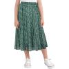 imageGORLYA Girls Chiffon Pleated Elastic High Waist ALine Boho Swing Maxi Long Skirt 414TGreen Print