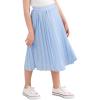 imageGORLYA Girls Chiffon Pleated Elastic High Waist ALine Boho Swing Maxi Long Skirt 414TLight Blue