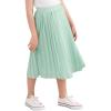 imageGORLYA Girls Chiffon Pleated Elastic High Waist ALine Boho Swing Maxi Long Skirt 414TLight Green