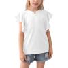 imageGORLYA Girls Tunic Butterfly Sleeve Tops Casual Solid TShirt Blouse for 414T KidsWhite