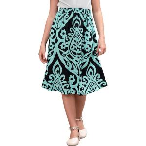 imageGORLYA Girls Boho Casual Elastic High Waist Tiered Ruffle Hem Long Swing Maxi Skirt 414TTeal Print