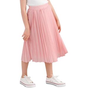 imageGORLYA Girls Chiffon Pleated Elastic High Waist ALine Boho Swing Maxi Long Skirt 414TPink