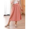 imageGORLYA Girls ALine Bow Knot Elastic High Waist Swing Maxi Skirt with Pockets for 414TPink
