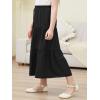 imageGORLYA Girls Casual Button Front Ruffle Hem Elastic High Waist Long Swing Tiered Maxi Skirt for 616YBlack