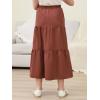 imageGORLYA Girls Casual Button Front Ruffle Hem Elastic High Waist Long Swing Tiered Maxi Skirt for 616YBrown