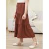 imageGORLYA Girls Casual Button Front Ruffle Hem Elastic High Waist Long Swing Tiered Maxi Skirt for 616YBrown