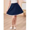 imageGORLYA Girls Casual Elastic High Waist ALine Swing Linen Skirts with Scallop Trim Lace Hem for 414TNavy