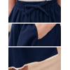 imageGORLYA Girls Casual Elastic High Waist ALine Swing Linen Skirts with Scallop Trim Lace Hem for 414TNavy