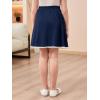 imageGORLYA Girls Casual Elastic High Waist ALine Swing Linen Skirts with Scallop Trim Lace Hem for 414TNavy