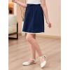 imageGORLYA Girls Casual Elastic High Waist ALine Swing Linen Skirts with Scallop Trim Lace Hem for 414TNavy