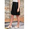 imageGORLYA Girls Casual Scallop Trim Hem Elastic Waist ALine Swing Midi Skirt with Pockets for 414TBlack