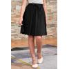 imageGORLYA Girls Casual Scallop Trim Hem Elastic Waist ALine Swing Midi Skirt with Pockets for 414TBlack