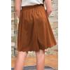 imageGORLYA Girls Casual Scallop Trim Hem Elastic Waist ALine Swing Midi Skirt with Pockets for 414TBrown