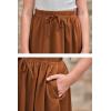 imageGORLYA Girls Casual Scallop Trim Hem Elastic Waist ALine Swing Midi Skirt with Pockets for 414TBrown