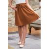 imageGORLYA Girls Casual Scallop Trim Hem Elastic Waist ALine Swing Midi Skirt with Pockets for 414TBrown
