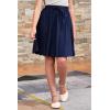 imageGORLYA Girls Casual Scallop Trim Hem Elastic Waist ALine Swing Midi Skirt with Pockets for 414TNavy
