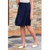 imageGORLYA Girls Casual Scallop Trim Hem Elastic Waist ALine Swing Midi Skirt with Pockets for 414TNavy