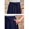 imageGORLYA Girls Casual Scallop Trim Hem Elastic Waist ALine Swing Midi Skirt with Pockets for 414TNavy