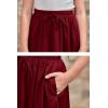 imageGORLYA Girls Casual Scallop Trim Hem Elastic Waist ALine Swing Midi Skirt with Pockets for 414TWine Red